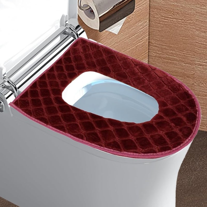 Wine Red Heated Toilet Seat Cover 5 Temperature Levels Adjustable Timer Washable Bathroom Warmer - Image 3